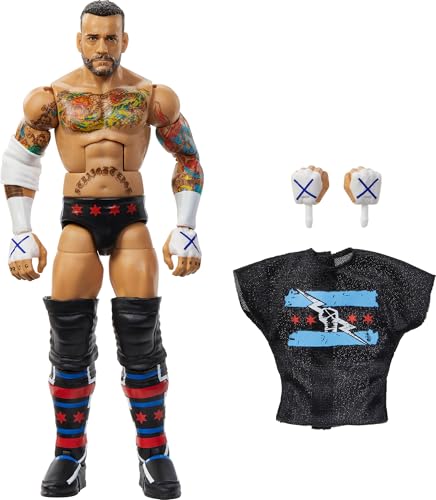 Mattel WWE Elite Action Figure & Accessories, Series #115 6-inch Collectible CM Punk with 25 Articulation Points & Swappable Hands​​