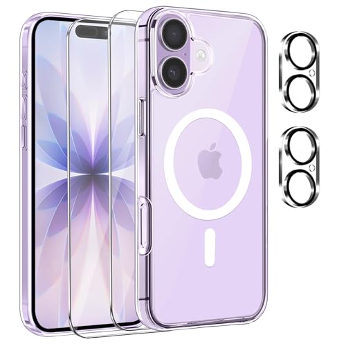 #rémunéré #Amazon<br>Coque Magnétique pour iPhone 17 avec 2 Pièces Verre Trempé Protection Écran 2 Protections pour caméras Anti Rayures Anti Dérapante Etui de Transparent TPU Protection