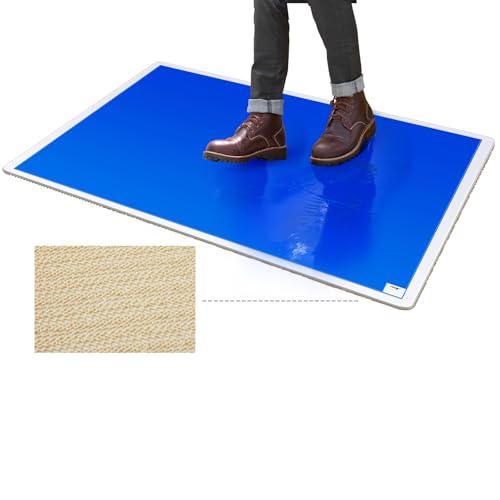 Image of Nuanchu Adhesive Mat Pad Include 1 Sticky Non Slip Base Pad 2 Tacky Dust Mats Construction of 30 (60 Sheets Total) for Clean Room Science Lab Matting Hospital(18x36 Inches,Blue,60 Sheets)
