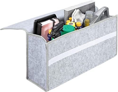 Image of House of Quirk Car Trunk Organizers Large Anti Slip Car Trunk Compartment Boot Utensils Storage Organizer Utility Tool Bag (Big Light Grey) (Felt)