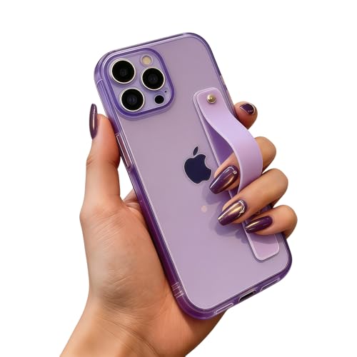 siduater Strap Case for iPhone 15 Pro with Stand, Neon Lavender