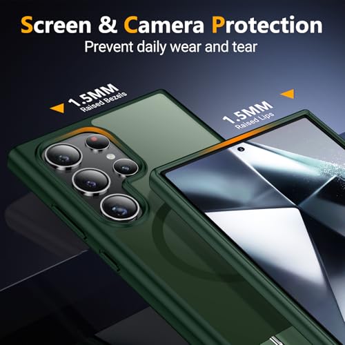 Image of SPIDERCASE Magnetic for Samsung Galaxy S24 Ultra Case, [3 Stand Ways][ Military Grade Drop Protection] with Invisible Stand Shockproof Slim Case for S24 Ultra 5G,Green