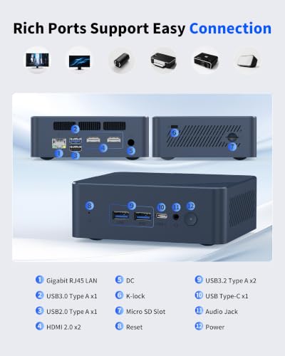 Image of Getorli Ryzen 5 3501U Mini PC, 8GB RAM 256GB SSD, WiFi 6 Bluetooth 5.3 | Mini Computers for Light Office, Online Learning, Streaming, Web Browsing and Daily Tasks with Expandable RAM and Storage