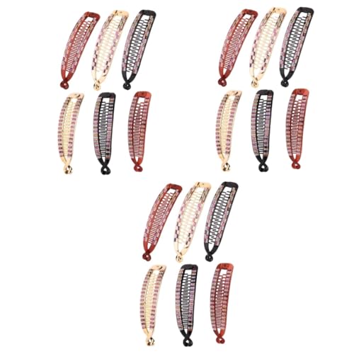 Pinces à cheveux coréennes POPETPOP : lot de 18 barrettes noires avec peigne coiffant intégré
