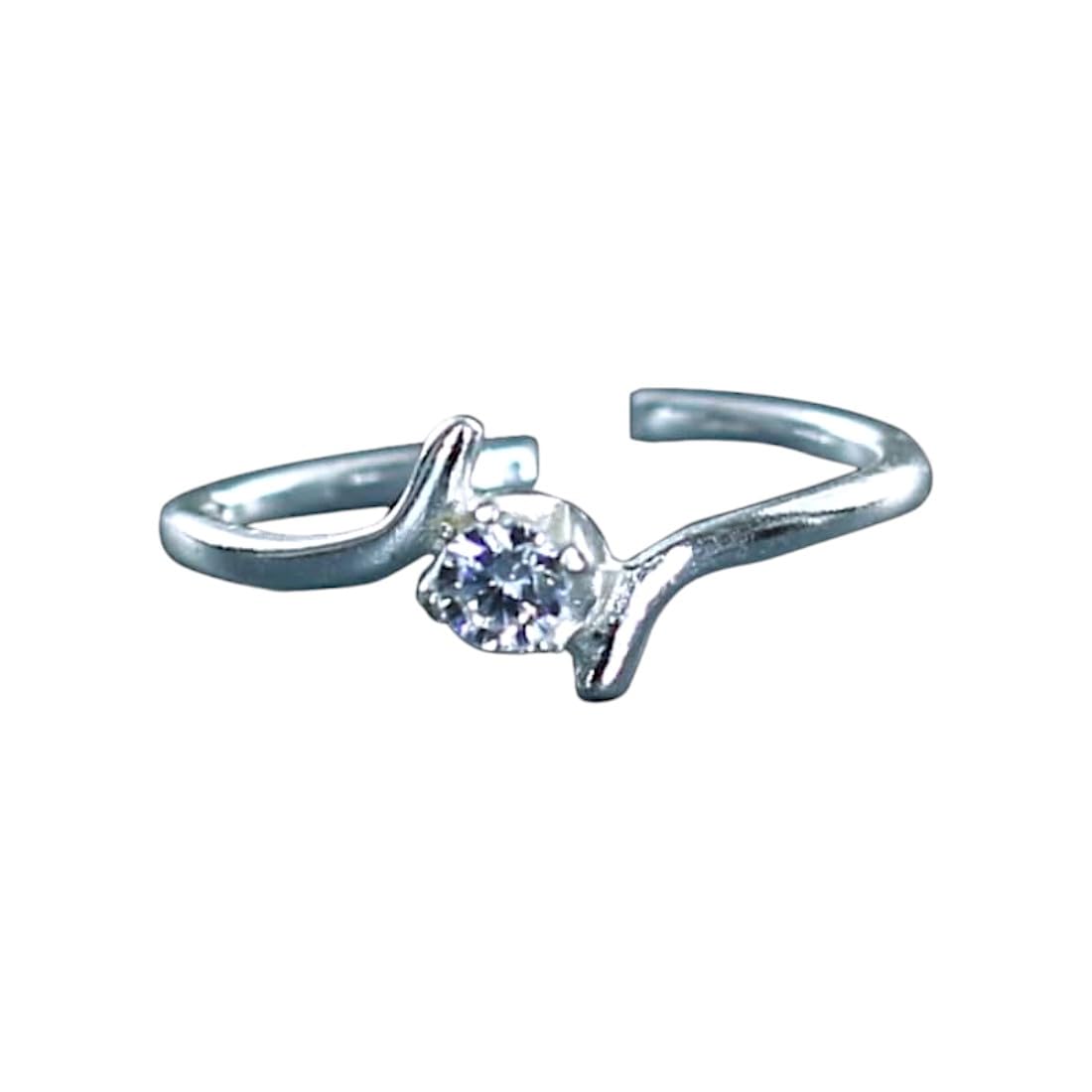 taraash 925 Sterling Silver CZ Adjustable Silver Single Toe Ring for Women-picture-12