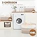danpinera Wäschekorb, Korb Aufbewahrung, 72L Faltbarer Wäschekorb, Aufbewahrungskorb für Baby Spielzeug, Square Laundry Baskets, Korb Aufbewahrung für Decken, kissen, Gästehandtuchkorb Weiß und Braun