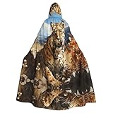 QAZWZML Capa económica con capucha para adultos, diseño de leopardo completo en busca de presas, para fiestas de disfraces y cosplay