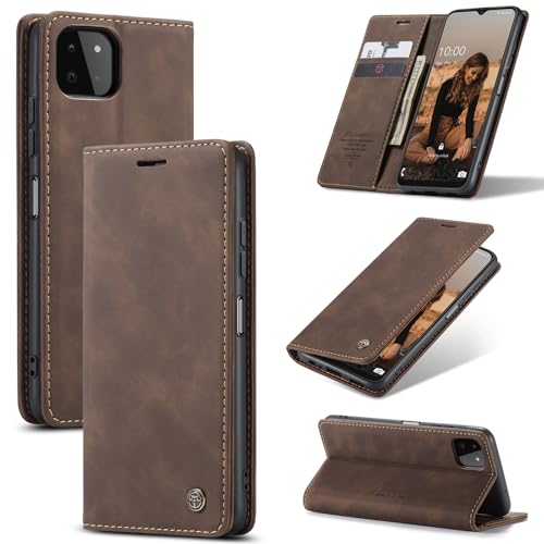 Cracedily Funda para Samsung Galaxy A22 5G, funda de piel tipo cartera con tarjetero, cierre magnético, a prueba de golpes, soporte plegable, fundas protectoras para teléfono para Samsung A22 5G, café