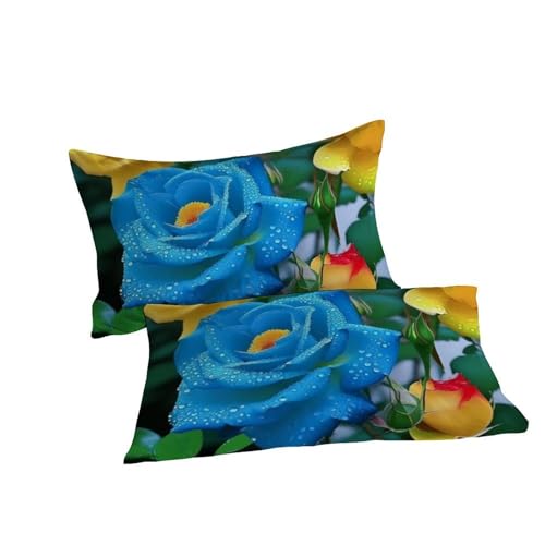 Housse de couette king fleurs imprimé 3D microfibre avec zip 220x240 - 7