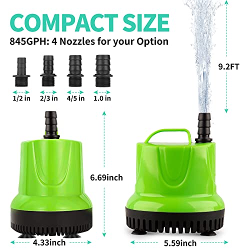 image for FREESEA 845 GPH 60W Submersible Water Pump for Pond Aquarium Hydroponi