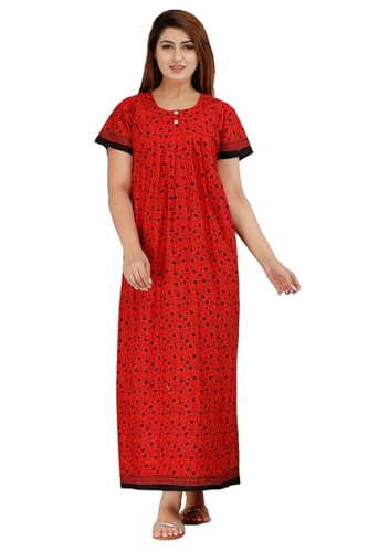 Image of Monique Brand 100% Pure Cotton Nighty for Woman | Floral Gown for Women Night Wear | Cotton Nighty for Women Stylish | Maxi for Women Cotton