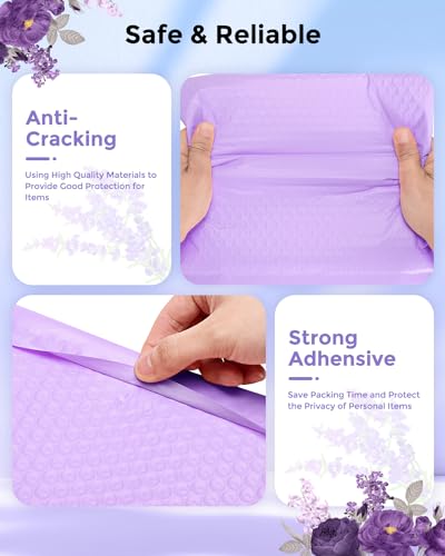 Image of Metronic Bubble Mailer 8.5x12 inch 40 Pack Lavender Waterproof Padded Envelopes | Usable Size 8.5x11 Light Purple Bubble Mailers Seal Sealing Bubble Envelopes for Packaging, Mailing, Shipping Books