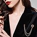 Retro Gold Plated Chain Crystal Round Brooches Collar Pins Rhinestone With Hanging Chain Suit Shirt Lapel Brooch Pin Fashion Jewelry for Men Boy