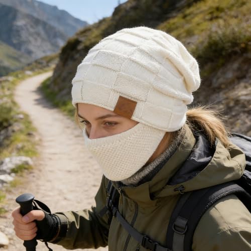 Cold Weather Balaclava Ski Mask Fleece Lined Winter Warm Hat for Men Women (Beige) - image 3