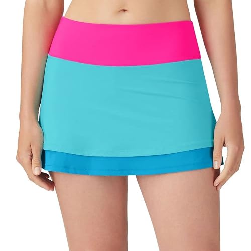 Fila Women's Tie Breaker Dbl Bounce Skort Blue Radiance/Hawaiian Ocean/Pink Glo M #TOP3
