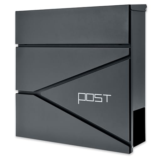 Verda Briefkasten mit Zeitungsfach, Anthrazit, Postkasten Designer Wandbriefkasten mit Edelstahl, 2X Schlüssel, Schloss unter dem Deckel versteckt, Zeitungsrolle, modern, Post (SN3696-1) Verda Briefkasten mit Zeitungsfach, Anthrazit, Postkasten Designer Wandbriefkasten mit Edelstahl, 2X Schlüssel, Schloss unter dem Deckel versteckt, Zeitungsrolle, modern, Post (SN3696-1)