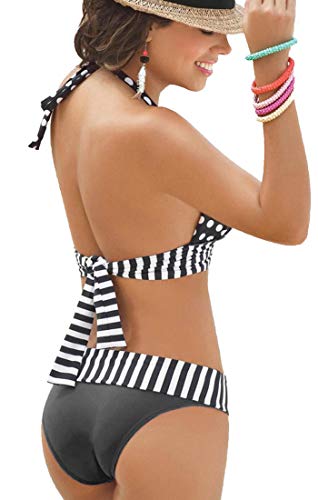 Biquíni Vintage Poá Preto Duas peças Moda Praia Verão (P)