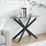 Moderna mesa consola de cristal, negro