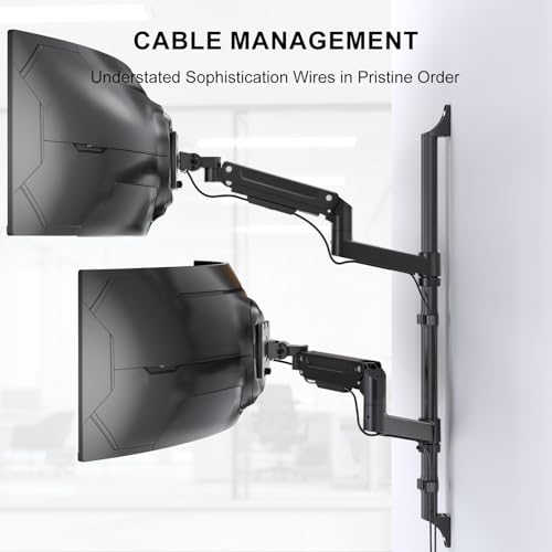 Image of WALI Vertical Dual Monitor Wall Mount for 13-49 inch Screens, Heavy Duty Stacked Dual Monitor Stand for Wall, Adjustable Ultrawide Monitor Arm Wall Mounted, Holds up to 44 lbs (GSWM002-P), Black