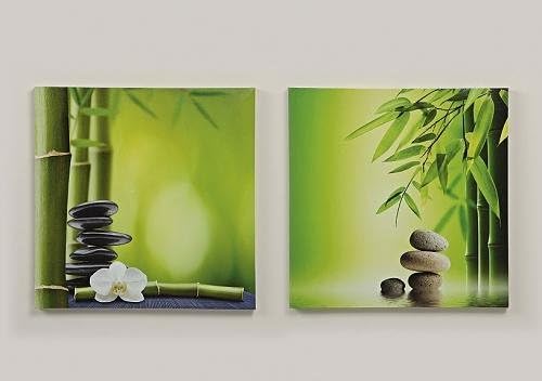 Wall Art Set / Bamboo Stone Design / Set of 2 / Each 40 cm on Frame