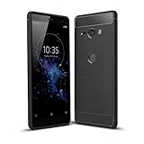 Sony Xperia XZ2 Compact Case, TopACE Ultra Thin Carbon Fiber Scratch Resistant Shock Absorption Soft TPU Protective Cover for Sony Xperia XZ2 Compact (Black)