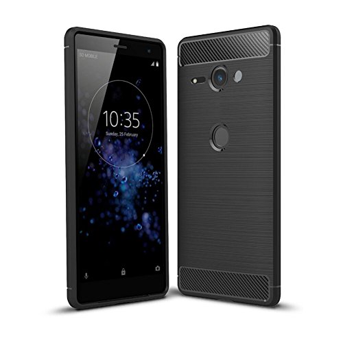 Sony Xperia XZ2 Compact Case, TopACE Ultra Thin Carbon Fiber Scratch Resistant Shock Absorption Soft TPU Protective Cover for Sony Xperia XZ2 Compact (Black)