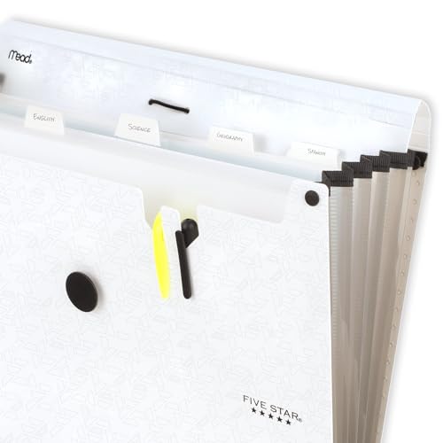 Five Star Organizador de arquivos expansível, organizador de arquivos sanfonado com 6 bolsos, fecho