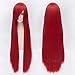 Produktbild ATAYOU®100cm / 40 ''Lange Gerade Rot Cosplay Perücke,Unisex Perücke + Perücke Kappe