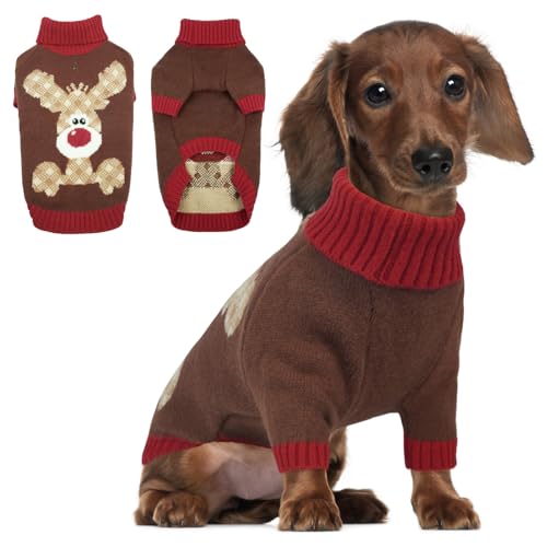 Hjumarayan Hundepullover Weihnachten, Pullover Rentier mit Geschirr...