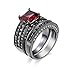 Aotiwe Anillos para Chicas Adolescentes, Regalos de Niña para Mujer Simple Negro Plateado con Rojo Rectangular Zirconia Cúbica Tamaño 17