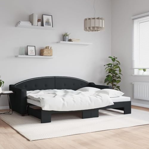 NITCA Canapé Convertible 2 Places avec gigogne Canapé lit clic clac 2 Places Convertible bz Convertible 2 Places Banquette lit-Noir-80 x 200 cm-avec lit...