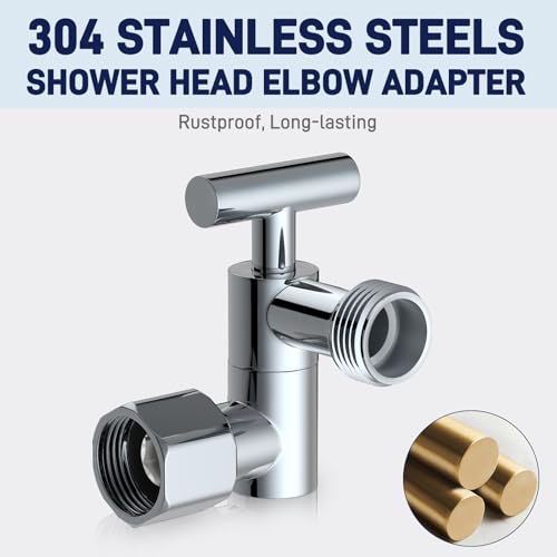 YDmeet All Metal Shower Head Adapter, 360 ° Adjustable Shower Head Extension Arm Connector for Shower Heads- Chrome