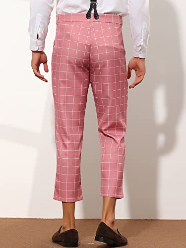 Lars Amadeus Business Plaid Pants for Men's Slim Fit Checked Dress Pants with Suspender3