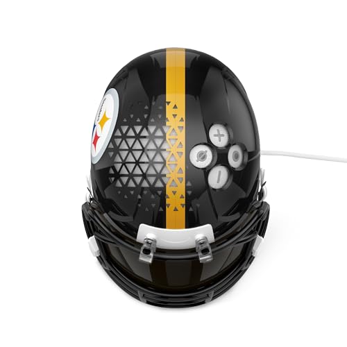 Image of NFL Echo Dot Bundle: Includes Echo Dot | Glacier White and Limited-Edition NFL Helmet Stand | Pittsburgh Steelers