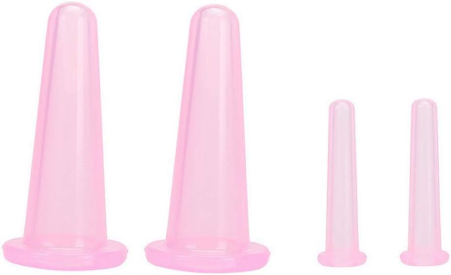 4 Pieces Facial Cupping Set, Silicone Massage Cup Set, Eye and Face Vacuum Massage Set for Fine Lines, Wrinkles, Facial Skin Care (2x2cm)