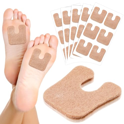 Boao 30 Pcs Callus Pads 1/4' Thick U Shaped Metatarsal Corn Pads Felt Callus Cushions Adhesive Corn Protectors for Men Women Feet Toes Pain Relief Blister Prevention