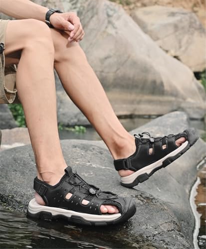 Men's Athletic Sports Sandals Outdoor Closed Toe Hiking Fisherman Sandals Waterproof Summer Leather Non-Slip3