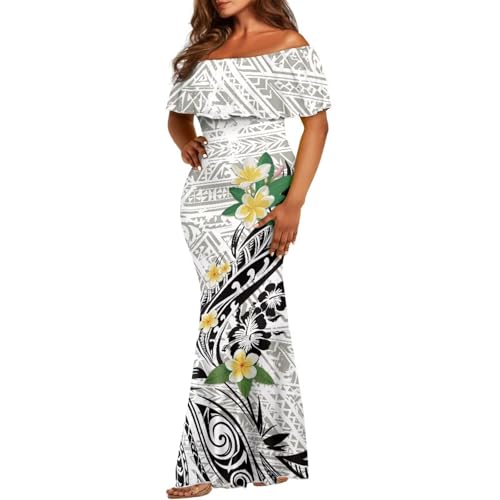 Image of Polynesian for Women S-7XL Off Shoulder Maxi Dress Hawaiian Summer Dresses