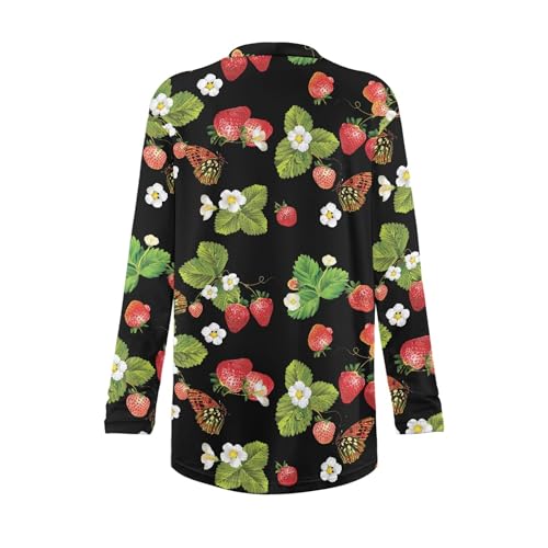 Image of Forchrinse Red Ladybug Cardigan for Women Causal Long Sleeve Open Front Cardigans Sweater Fashion 2024 Fall Coat with Pockets
