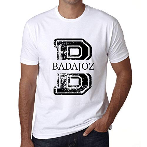 Camiseta Estampada para Hombre Badajoz T-Shirt Vintage Manga Corta Regalo Original Cumpleaños Diseño Gráfico Moda Blanco XL