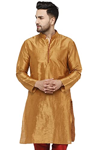 SKAVIJ Men's Tunic Top Art Silk Long Kurta Indian Wedding Casual Festive Wear Outfit