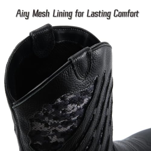 Image of SUREWAY Western Boots For Men - Mens Square Toe Cowboy Boot, Oil /Slip Resistant, Durable Fashionable Classic Pull on 10 Inch Mid-Calf Wellington Boots