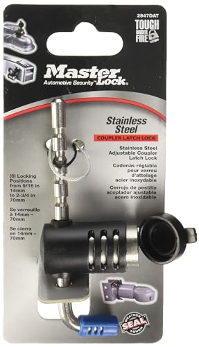 Master Lock 2847DAT Trailer Lock, Stainless Steel Adjustable Coupler Latch Lock thumb #1