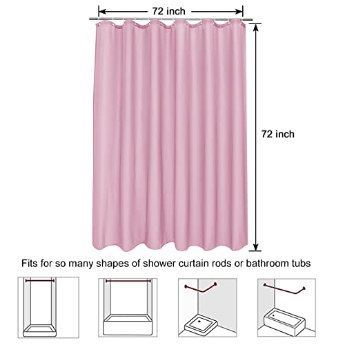 Eurcross Shower Curtain Liner Pink 72 Width X 72 Length Inch Polyester Fabric Set With Hooks Water Resistant Solid Heavy Duty Chic Girlish Bathroom Décor For Bathroom Hotel Quality #TOP6