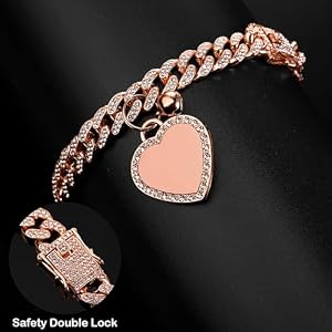 Hillban Dog Chain Rose Gold-plated Diamond Collar with Heart Rhinestones Jewelry Accessories Pet ID Tag Chain Heart Bling Collar with Personalized Name Tag for Small Medium Large Dogs Cats(12 Inch) Hillban Dog Chain Rose Gold-plated Diamond Collar with Heart Rhinestones Jewelry Accessories Pet ID Tag Chain Heart Bling Collar with Personalized Name Tag for Small Medium Large Dogs Cats(12 Inch)