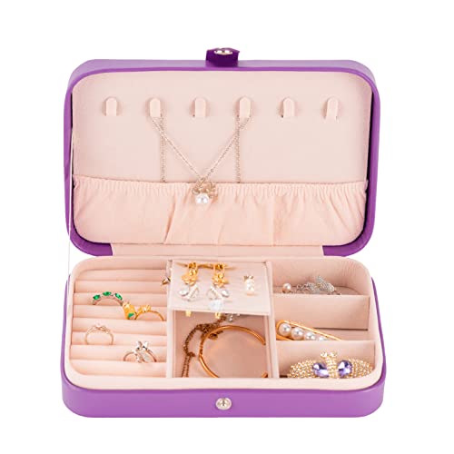 Smileshe Jewelry Box For Women Girls, Pu Leather Small Travel Organizer Case, Portable Display Storage Holder Boxes For Rings Earrings Necklaces Bracelets #TOP2