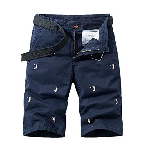 Short cargo décontracté pour homme en coton bleu AXEBHPED avec poches