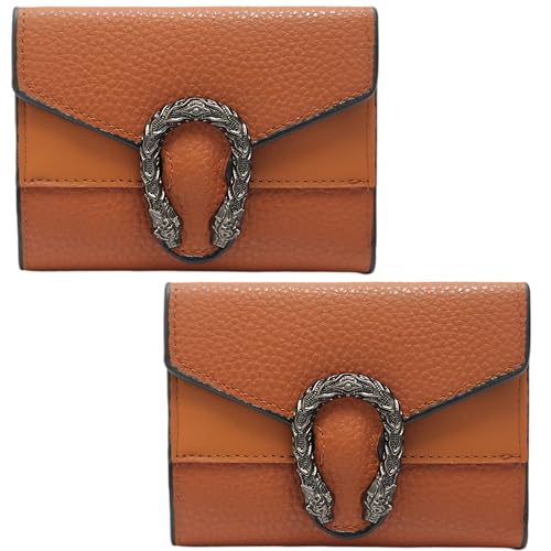 Image of Kraptick Women s Wallet Stylish Compact Purse Clutch with Card & Coin Holder Debit Card Organizer, Travel Wallet & Money Organizer for Women with 8 Card Slots (Brown) (Pack of 2)