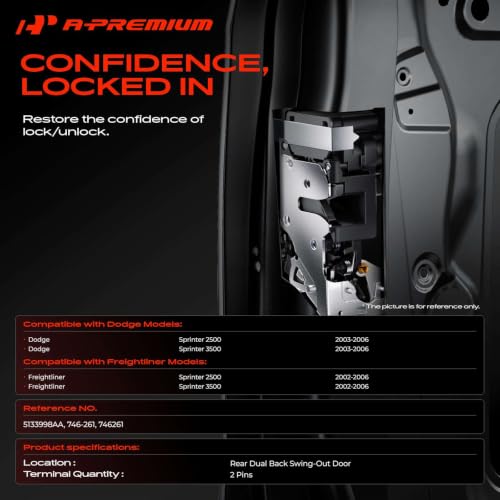 Image of A-Premium Rear Dual Back Swing-Out Door Latch Lock Actuator | Fit For Dodge & Freightliner Vehicles - Sprinter 2500 /Sprinter 3500 2002 2003 2004 2005 2006