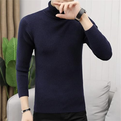 Autumn and Winter Men's Turtleneck Long-Sleeved Sweater Solid Color Casual Wool Warm Knitted Pullover Sweater2
